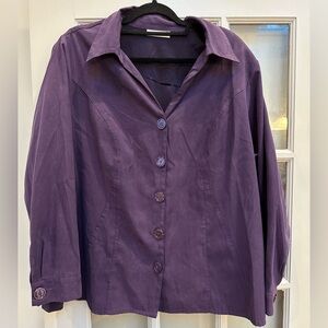 Dressbarn Chic Purple Faux Suede Button-Down Shirt Blouse Plus Size 18W 20W